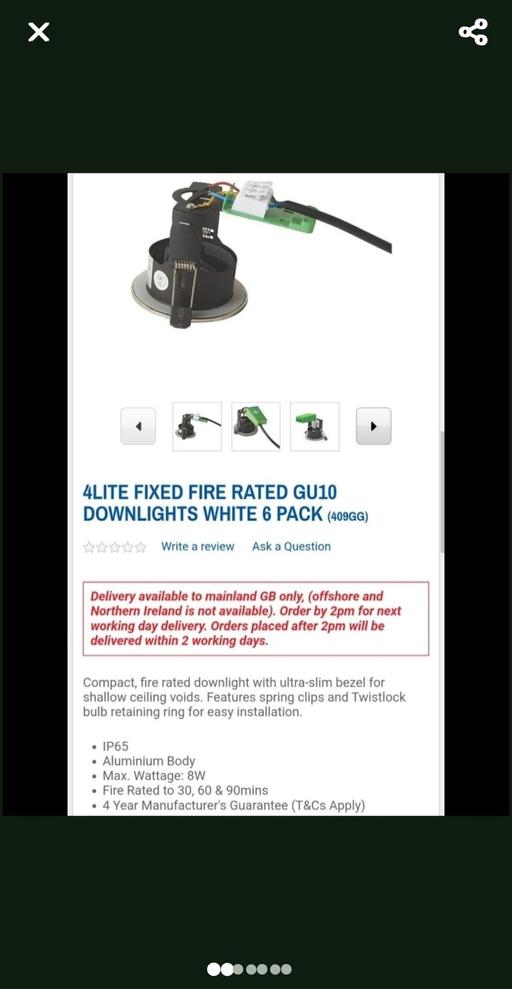  — Downlights fire rated