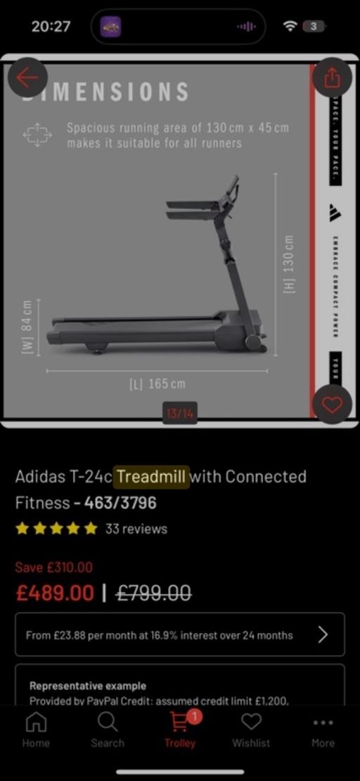  — Treadmill