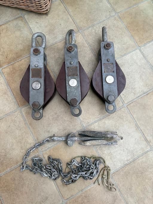  — Maritime pulley blocks and anchor