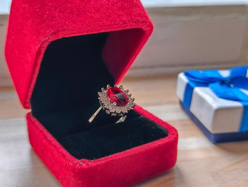  — 925 Silver Halmarked Red Ruby Stone Ring