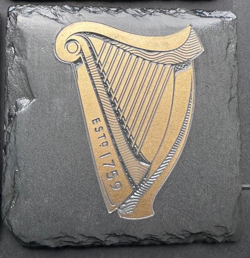  — Guinness slate engraved coasters. X4.