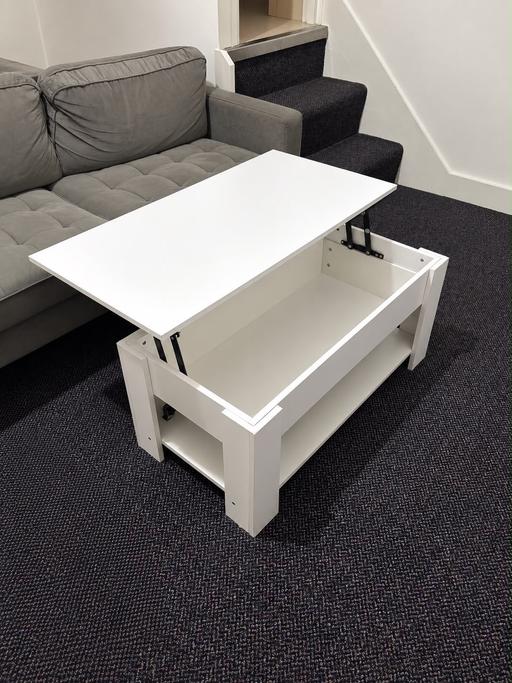 — White Lift-Top Coffee Table with Storage