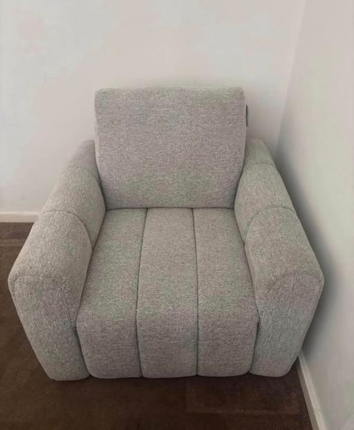  — Oak furniture land nap armchair in light grey