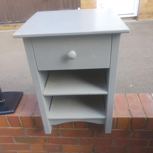  — Grey Bedside Table, 24 x 17 x 16 inches, Good