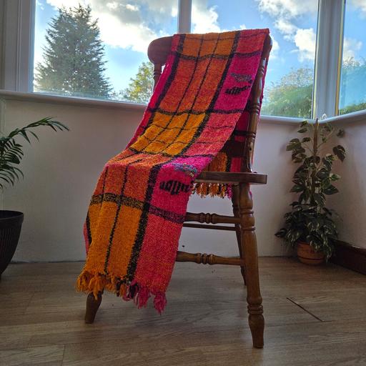  — Vibrant Pink & Yellow Grid Festival Throw