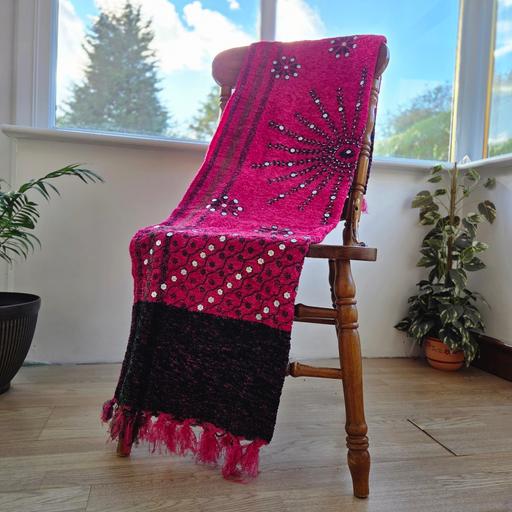  — Pink Fuzzy Boho Mandala Design Throw