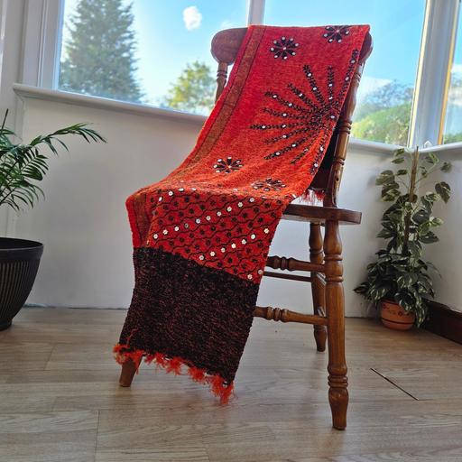  — Orange Contrast Mandala Boho Fuzxy Throw