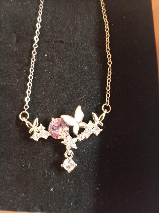  — silver plated necklace with cubic zirconia