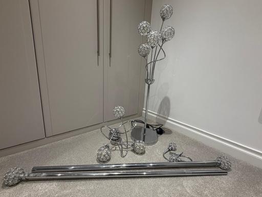  — Glass Bauble Lamp, Light and Curtain Pole Set