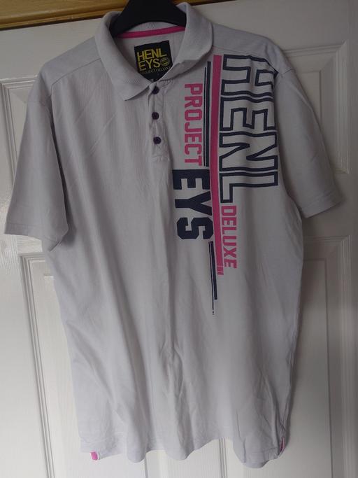  — Mens white Henley's polo top size L