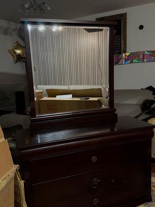  — Dark Wood Dressing Table with Mirror
