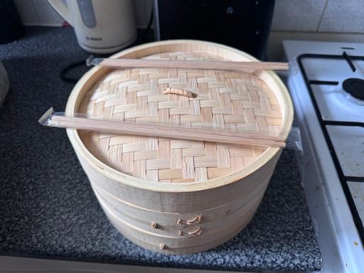  — New Bamboo Dumpling Steamer Set – Unused