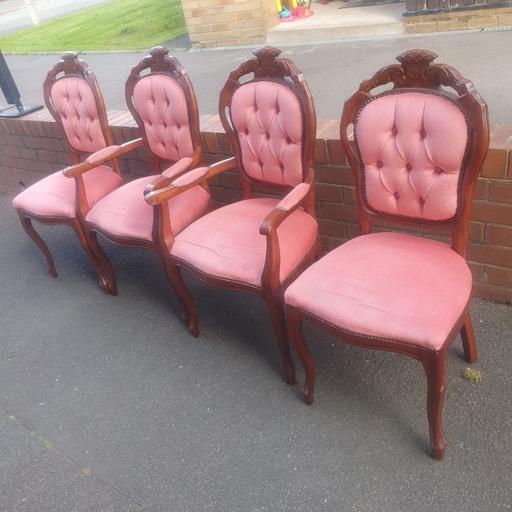  — Lovely ,Dusky Pink Dralon & Dark Wood, Chairs