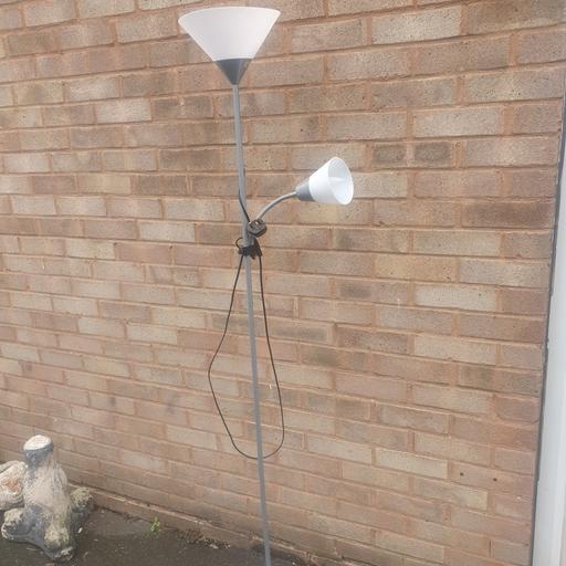  — 6ft Grey & White Metal 2 Light Standing Lamp,
