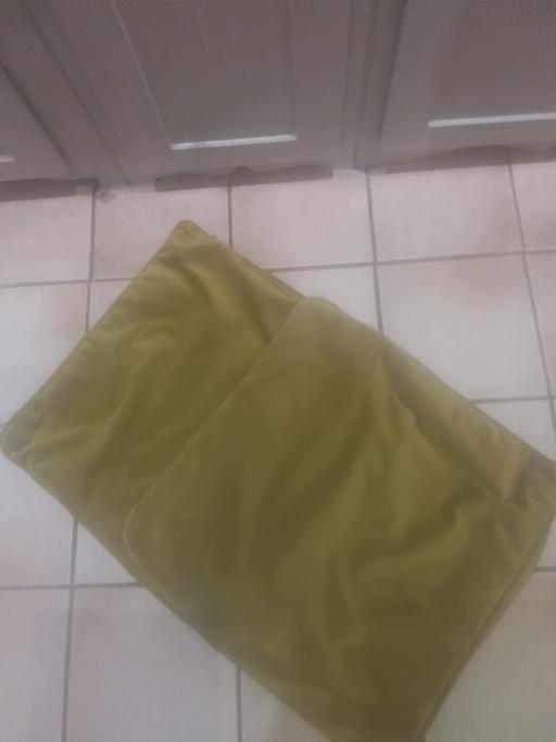  — TWO MUSTARD CUSHION COVERS
