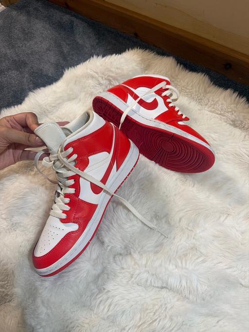  — Jordan 1 Mid White Habanero Red Size 6