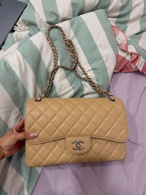  — Chanel Beige Jumbo Sized Classic Flap