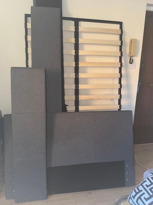  — Grey small double ottoman bed
