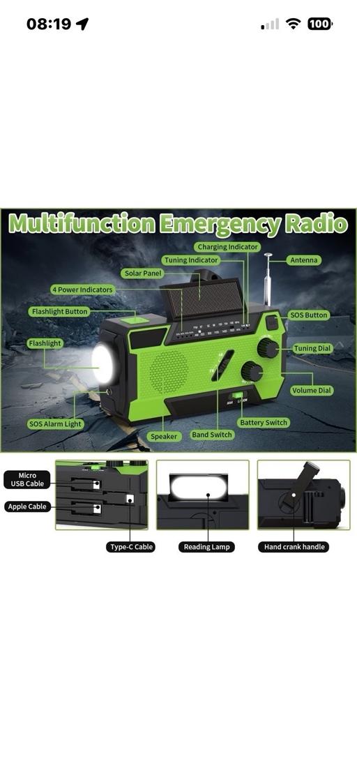  — Hand crank wind-up radio and torch