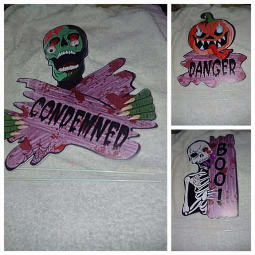  — Halloween garden Warning signs. New