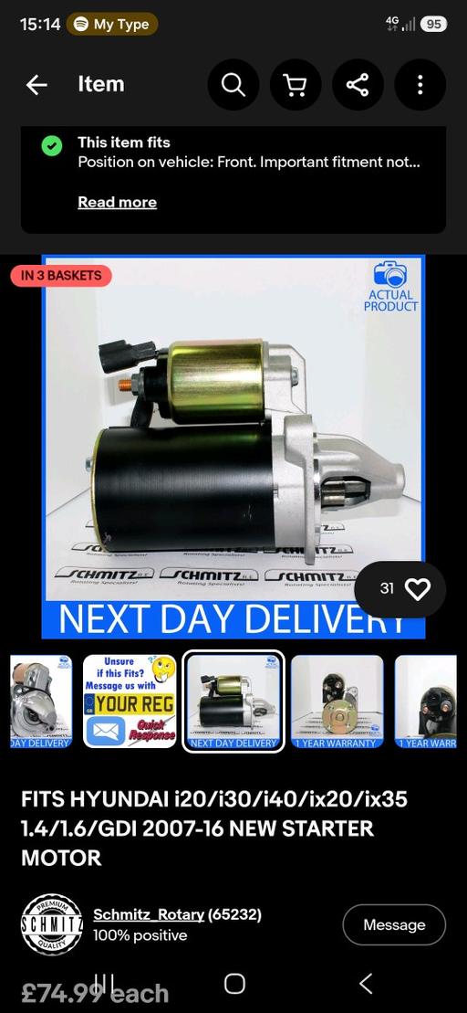  — Starter Motor