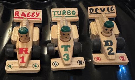  — Wooden toy cars x3