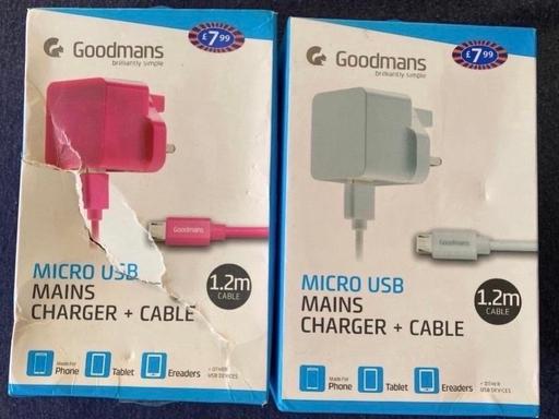  — Goodmans usb mains chargers + cable
