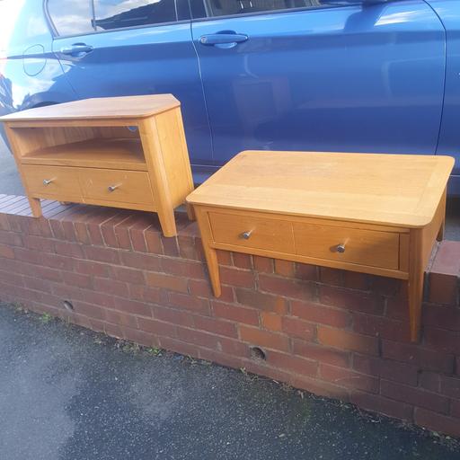  — Solid Oak Matching Coffee Table & TV Stand ,