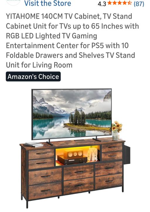  — YITAHOME 140CM TV UNIT WITH LED LIGHTS & USB