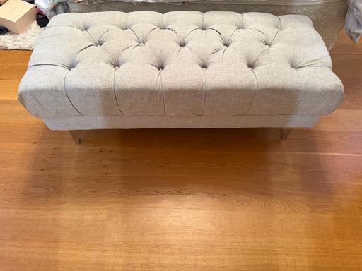  — Grey upholstered bench