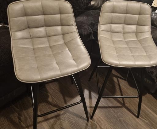  — Grey faux leather bar stools £30