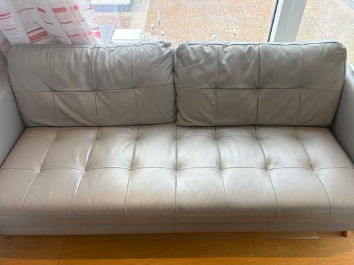  — Dwell 3 seater modern grey leather sofa
