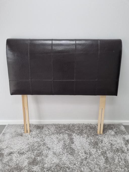  — Double bed brown leather headboard