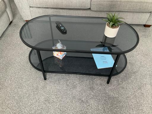  — Black metal glass coffee table