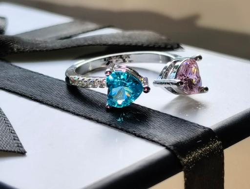  — Silver Brilliant Cut 2 Set Stone Heart Ring