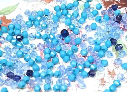  — 3mm - 4mm Bicones, Sea Blues Bead Mix (x230)