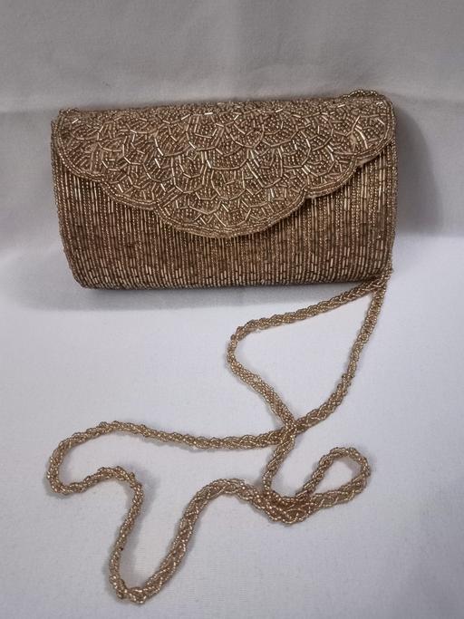  — DUNE GOLD BEADED EVENING BAG/PURSE.
