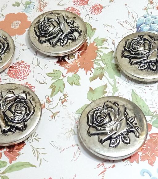  — 40mm Large Vintage Silver Rose Beads, Large S