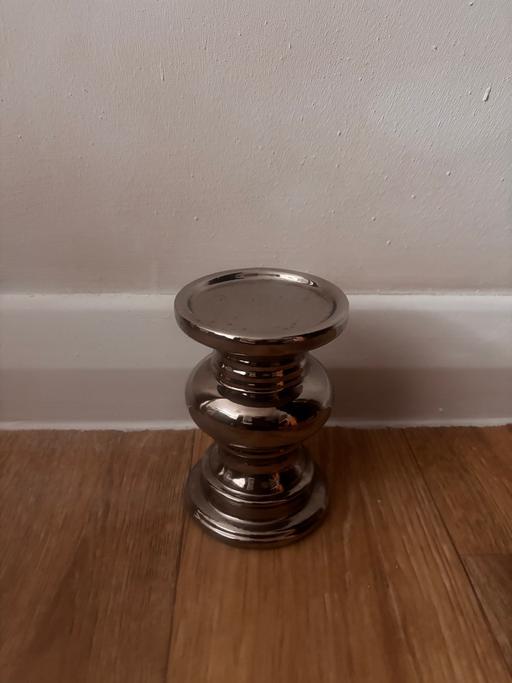  — Silver-Tone Pillar Candle Holder