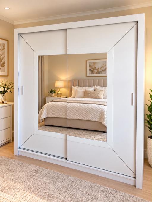  — White Sliding Wardrobe ( 100cm/120cm/150cm