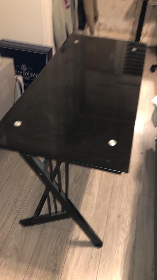  — Black glass desk
