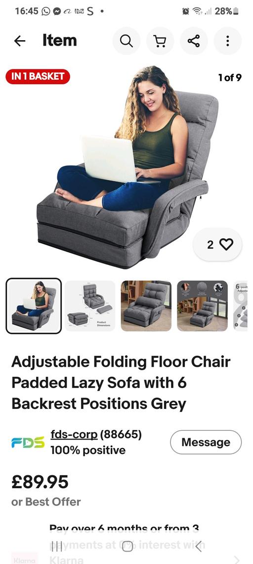  — Adjustable Folding Floor Chair Padded Lazy So