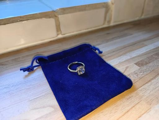  — Silver Brilliant Cut Square Stone Ring