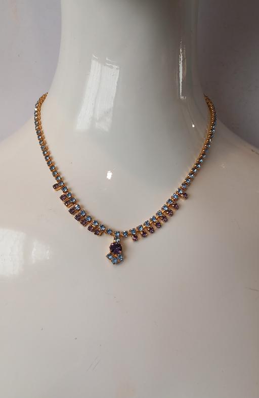  — Vintage Aquamarine Amethyst Crystal necklace