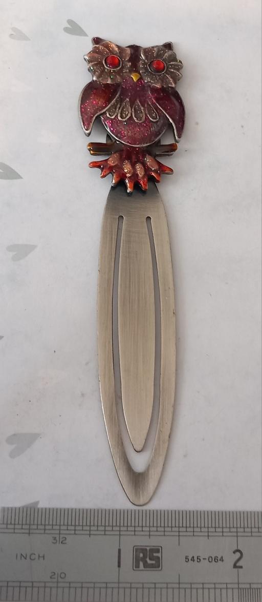  — Vintage Style Enamel Owl Metal Bookmark