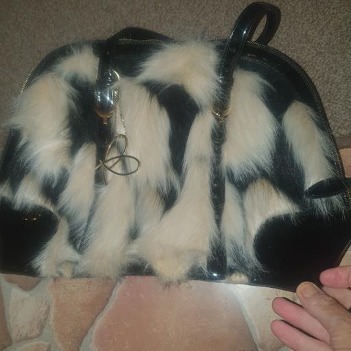  — Furry Piarossini Black Handbag, 15 inch , VGC