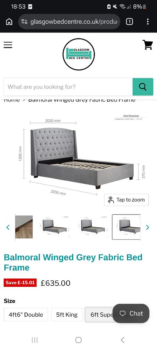  — Balmoral Winged Grey Bed super king size