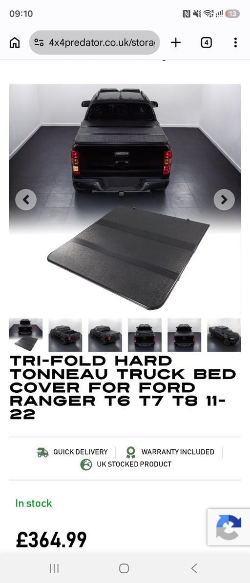  — FORD RANGER TRI-FOLD TONNEAU TRUCK BED COVER