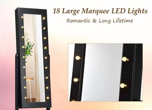 — Black Light up mirrored jewellery cabinet