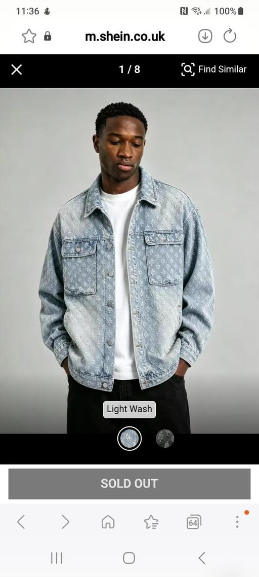  — Mens light wash Denim Jacket -New.
